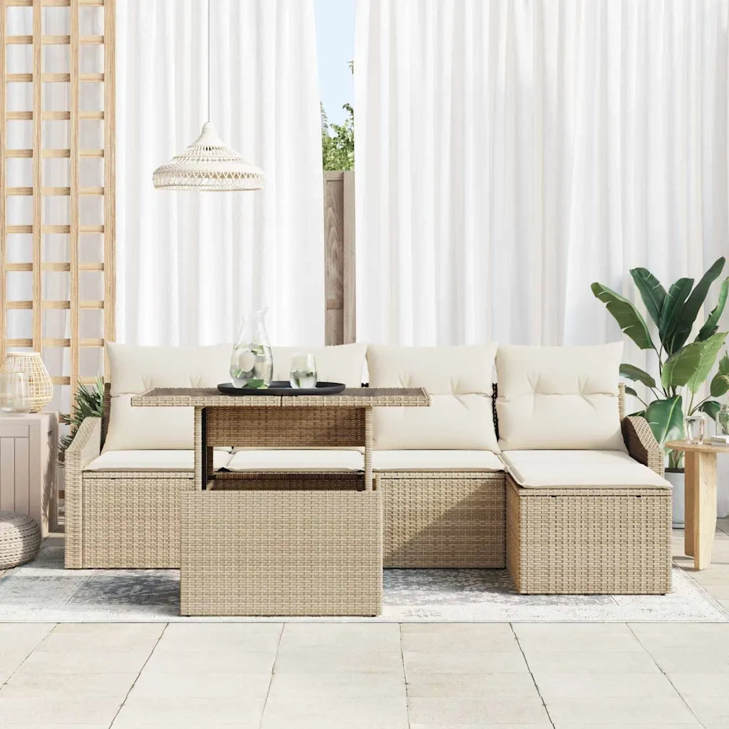 Set Divano da Giardino con cuscino 6 pcs beige e panna 3348987