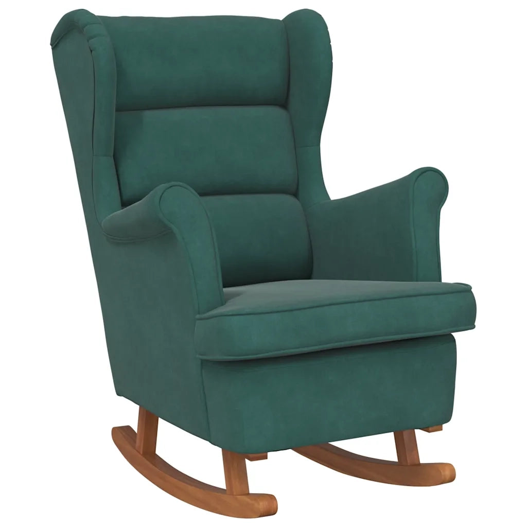 Sedia a dondolo con schienale alto in velluto verde scuro 329365