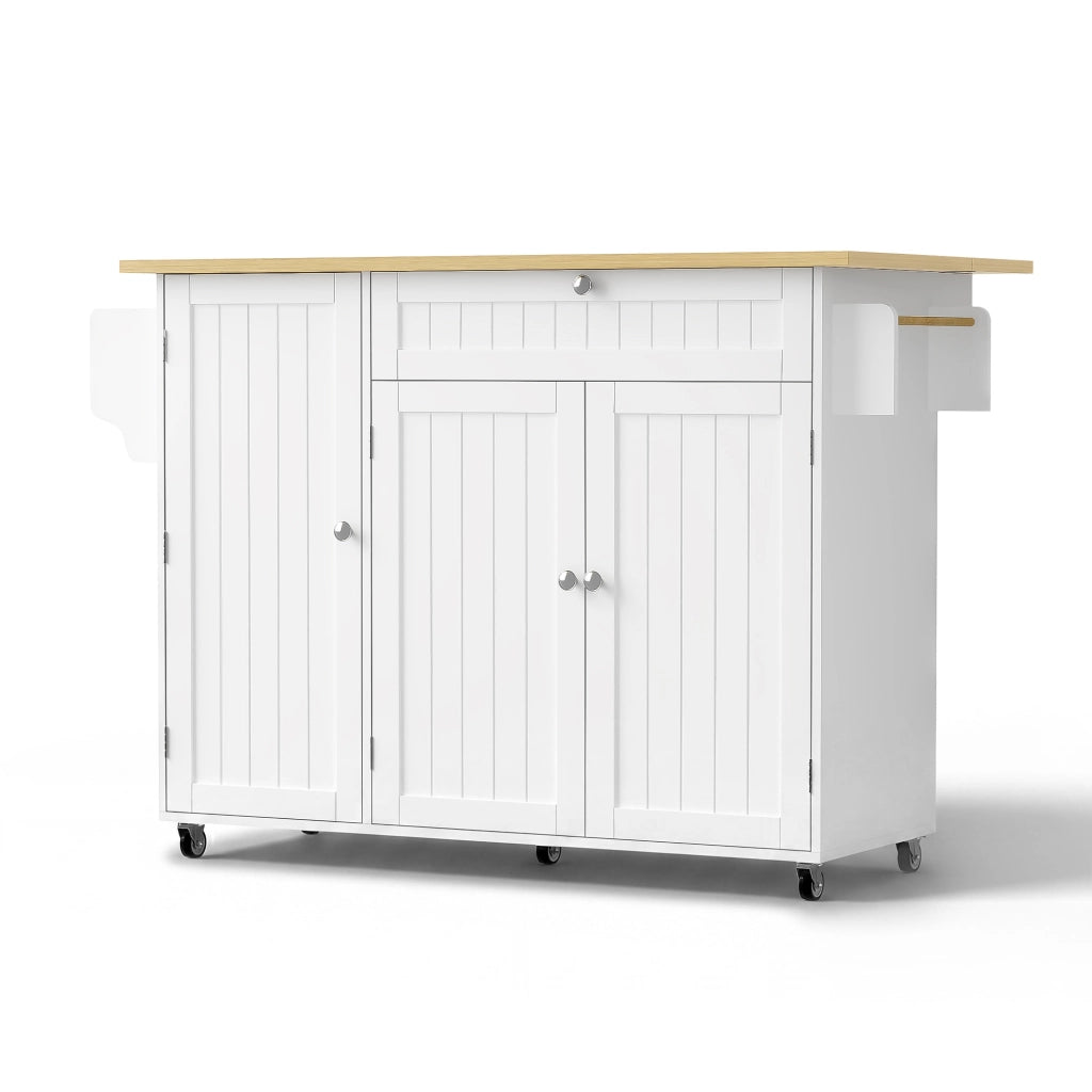 Isola Cucina Mobile con Piano Ribaltabile ¨C MINIMAL ¨C Tavolo Bar, Cassetto, Ante, 120x45x92 cm