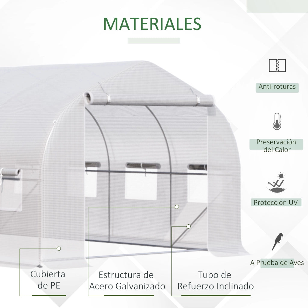 Serra Tunnel da Giardino ¨C Xylo ¨C 4x2x2m Verde con 8 Finestre in Rete