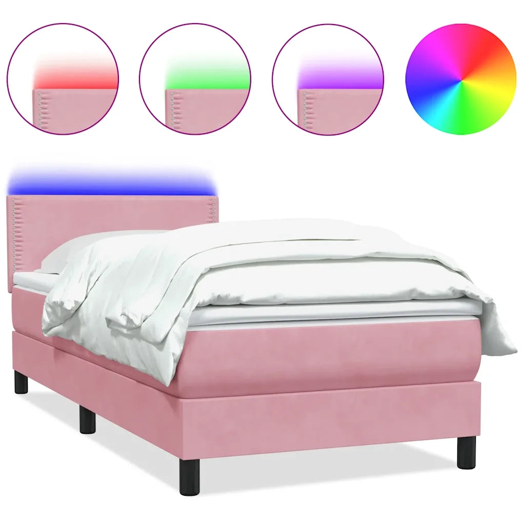 Letto a Molle con Materasso e LED Rosa 120x220 cm in Velluto 3316832