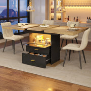 Tavolo da pranzo allungabile 110-140x80x75 cm, 6 posti, con illuminazione LED, per sala da pranzo, cucina o terrazza