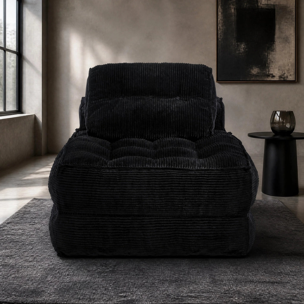 Poltrona pieghevole 2 in 1 trasformabile in letto singolo; in schiuma nera; 52 x 50 x 30 cm