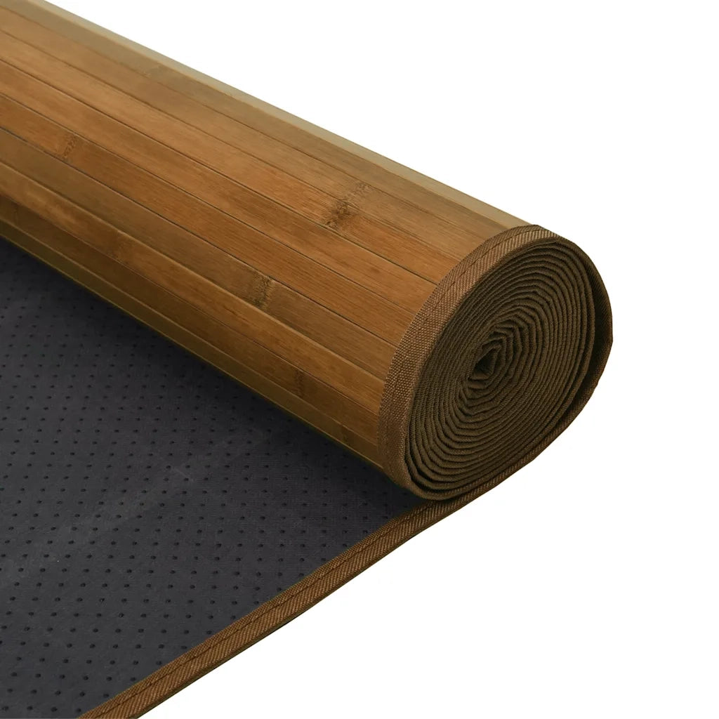Tappeto Rettangolare Marrone 100x300 cm in Bambù 376950