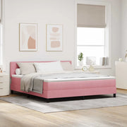 Letto a Sorgente LED con materasso Rosa 180 x 200 cm Velluto