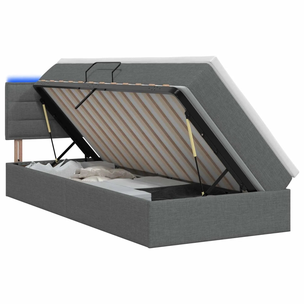 Letto con contenitore LED e materasso Grigio Scuro 90 x 190 cm 3458968