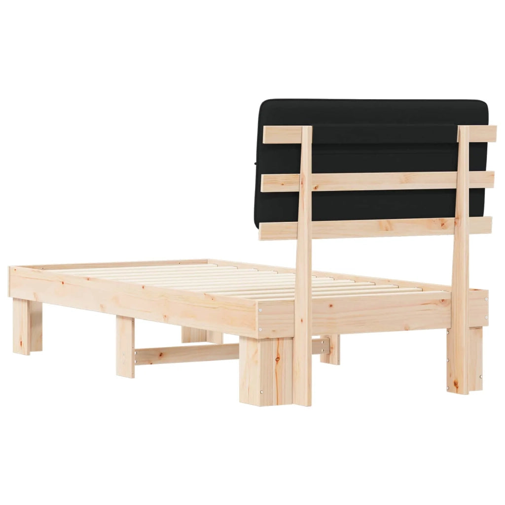 Letto con Testiera Rivestita Nero 80 x 200 cm Pino massello 877451