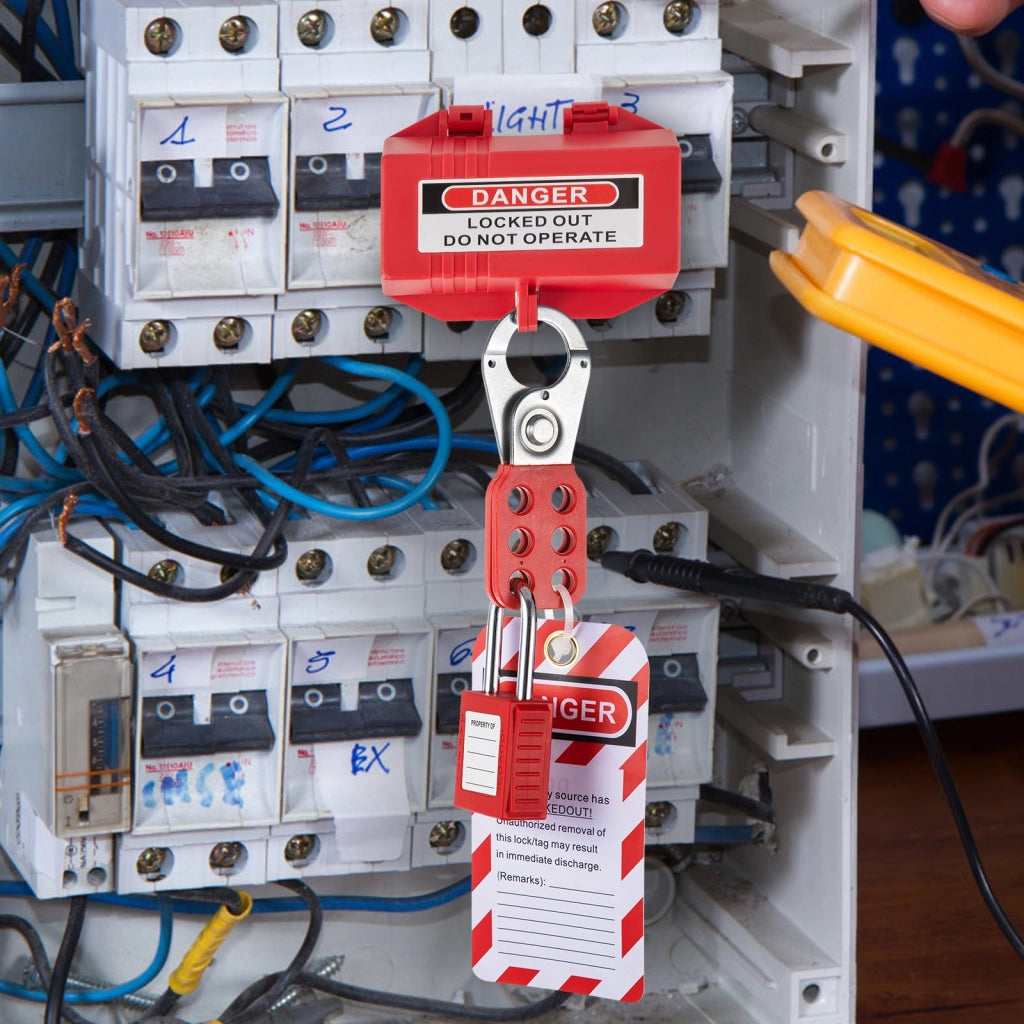 Kit di Blocco Sicurezza Elettrica 42 Pezzi con Lucchetti Tagout Serrature Etichette e Valigetta Robusto per Manutenzione e Officina