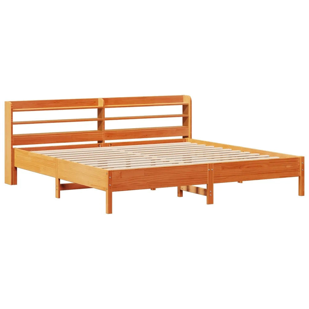 Letto senza Materasso-Struttura Letto Marrone Cera 200x200 cm in Legno di Pino 804099