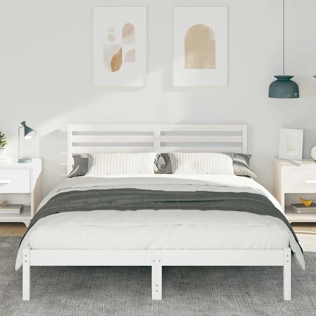 Struttura del letto-Giroletto-Rete del Letto Bianco 200 x 200 cm Pino massello 721590