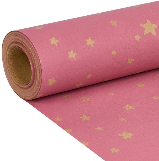Pacco di imballaggio rosa ster - regalo di compleanno - carta da imballaggio riciclabile - 43cm x 15m - adatto alla decorazione - alta qualità - carta da regalo