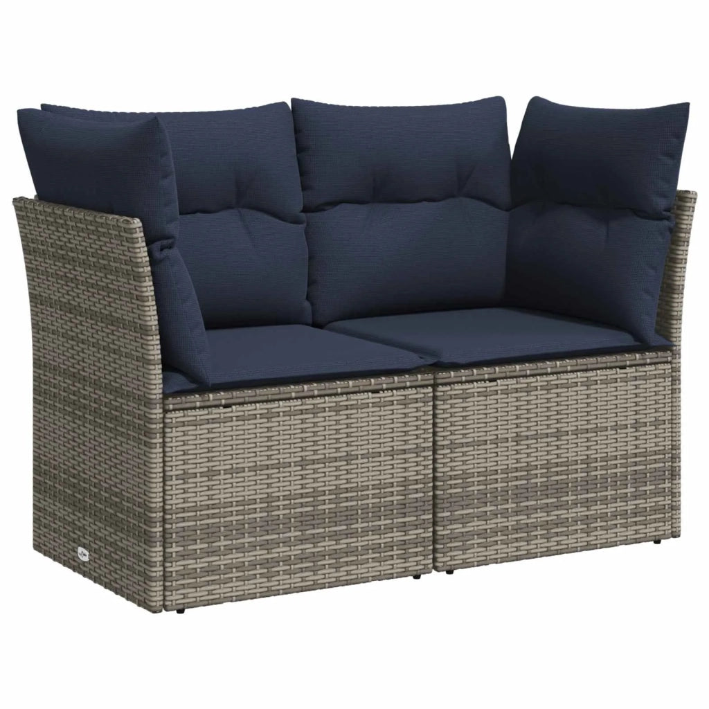 Set di divani 7 pz Grigio e Blu Navy Rattan sintetico e Acciaio 3448765