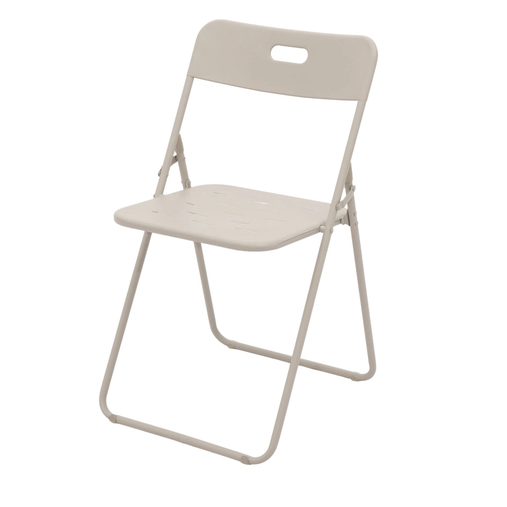 Set Bistro da Esterno Pieghevole 3 Pezzi in Acciaio Beige con 2 Sedie e Tavolo per 2 Persone