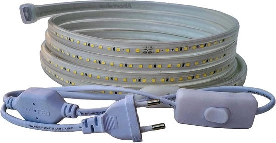 Striscia LED 220 V 2835 120 led/m alta luminosità con interruttore impermeabile bianco caldo freddo neutro IP67 2 m bianco caldo
