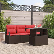 Set Divano da Giardino 5 pcs Marrone Poly Rattan 3357467