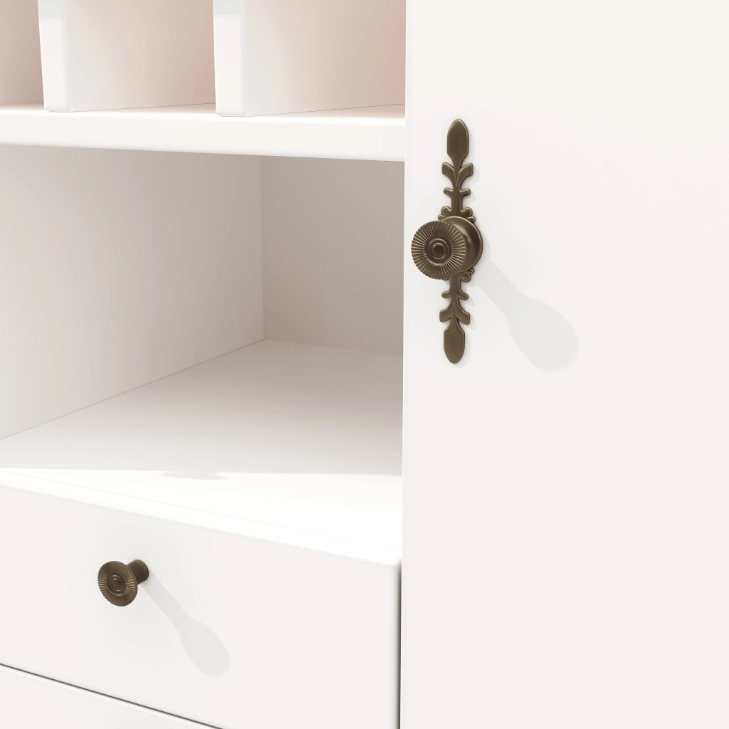 Bartisch allungabile multifunzione in MDF con spazio contenitore, 120-180 cm, bianco/naturale