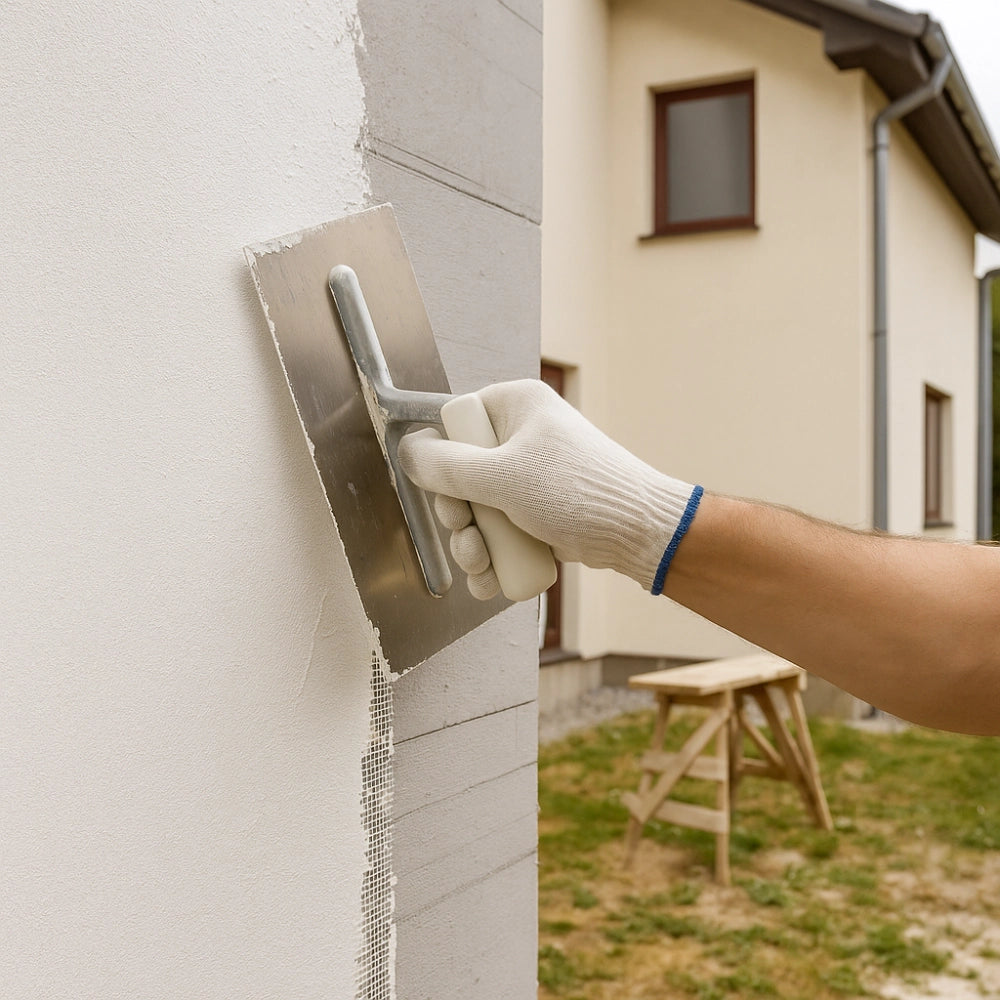 Fassaden schutz spatolato acril silossanico antialga rivestimento murale rasato *** formato 25 kg, confezione 1