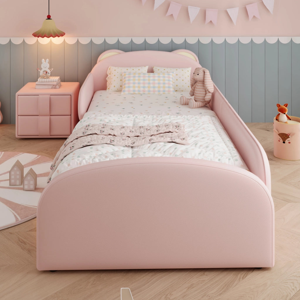 letto imbottito pu rosa 90x200 cm