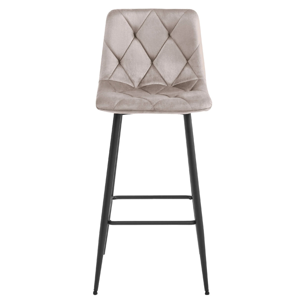 Sgabello da bar VALORA KODA - Velluto beige scuro con gambe nere x 2