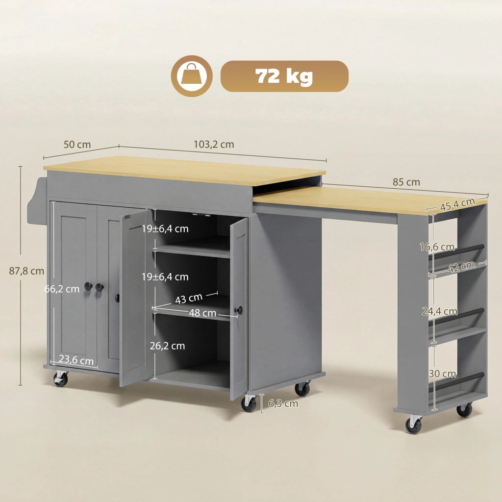 Isola Cucina con Ruote ¨C Zephmum ¨C Grigio