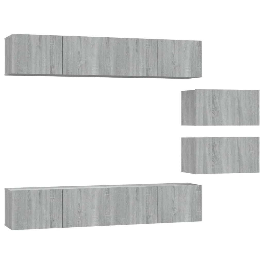 Set di Mobili Porta TV 6 pz Grigio Sonoma in Legno Multistrato 3114604