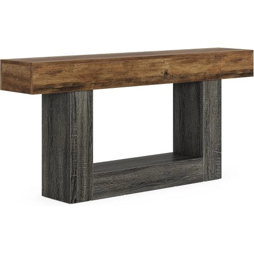 TAVOLO CONSOLLE 160 cm in MDF Grigio e Marrone rustico