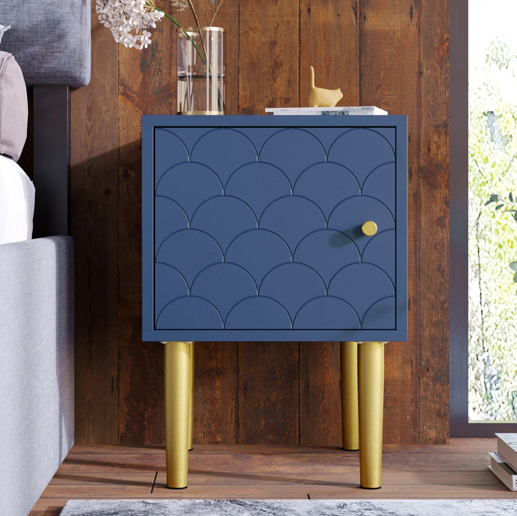 Set di 2 comodini 35 x 35 x 51 cm in truciolare e metallo blu navy