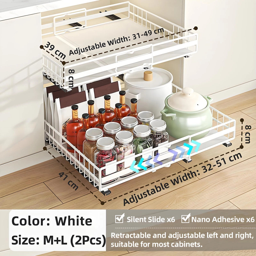 Set di 2 organizer per armadi, taglia M e L, regolabili da 31 a 51 cm