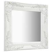 Specchio da Parete Stile Barocco-Specchio a Muro-Specchio Decorativo 40x40 cm Bianco