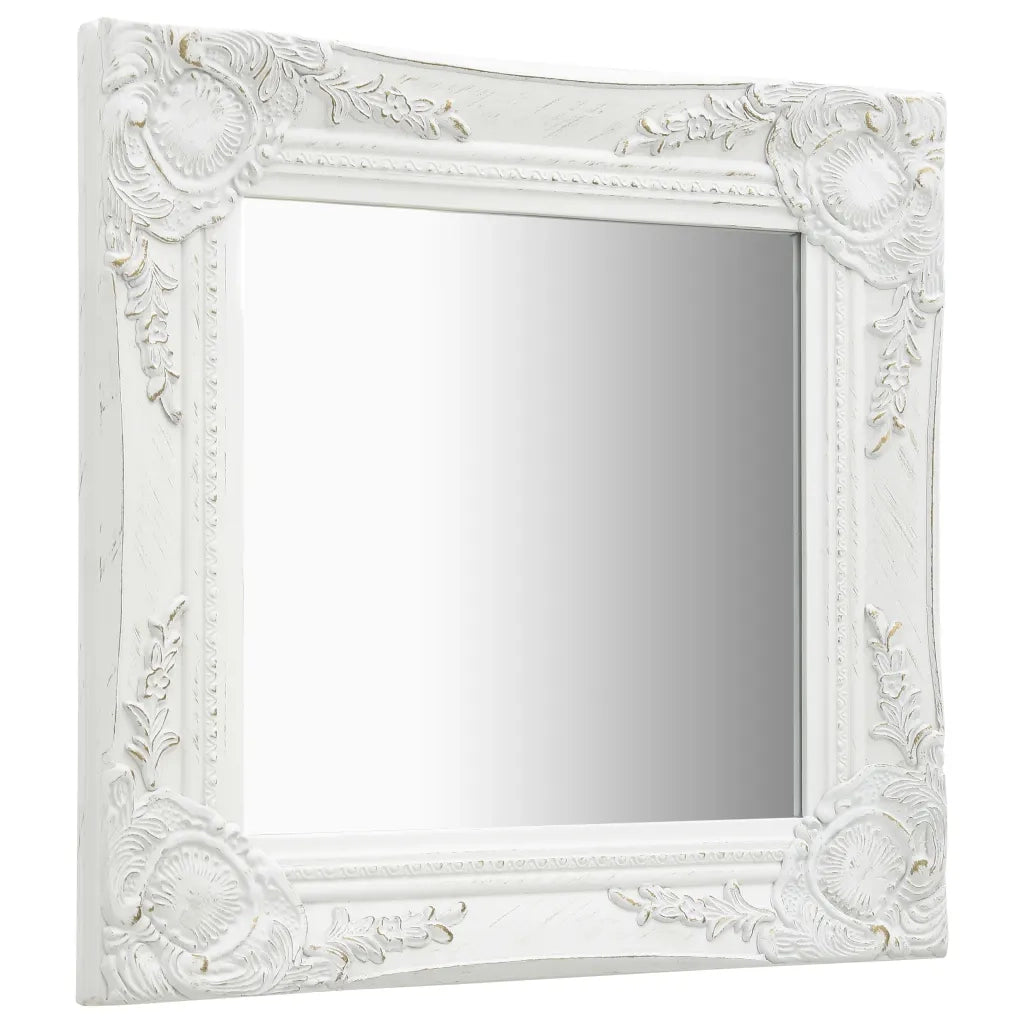 Specchio da Parete Stile Barocco-Specchio a Muro-Specchio Decorativo 40x40 cm Bianco