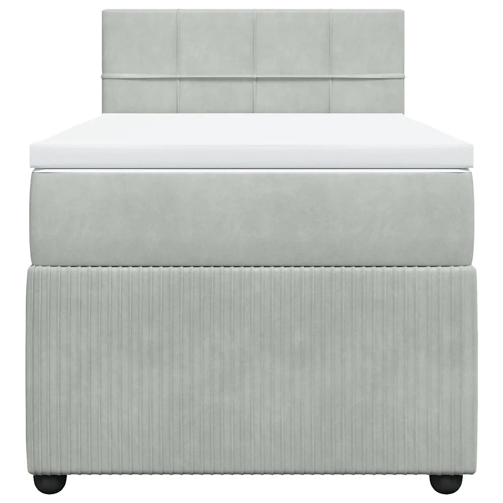 Giroletto a Molle con Materasso Grigio Chiaro 80x200 cm Velluto