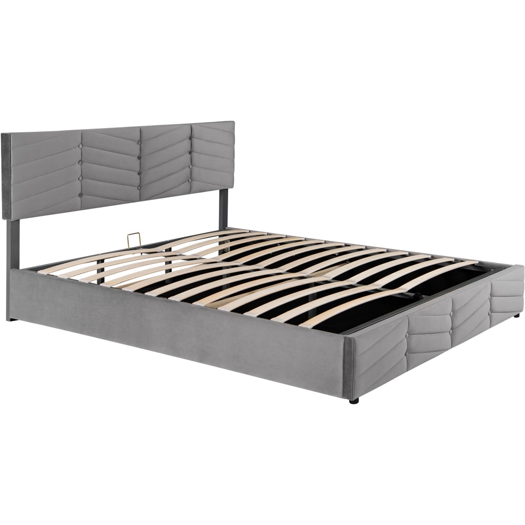 letto imbottito velluto grigio 160 x 200 cm