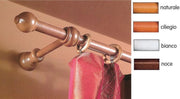 BASTONE TENDA LEGNO NOCE MM.23 LUNGHEZZA CM.240 CON 2 SUPPORTI DA CM.15 A STRAPPO
