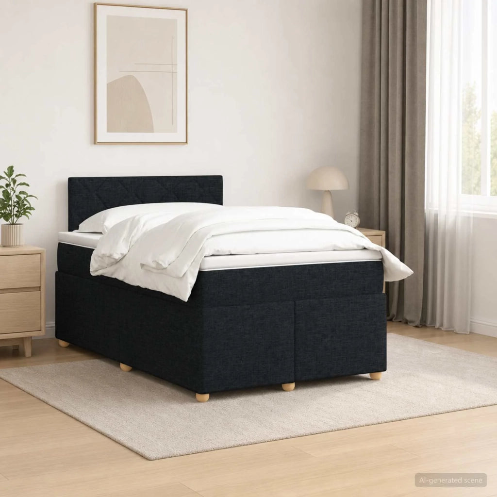 Letto box spring con materasso Nero 120 x 190 cm Tessuto 3452382