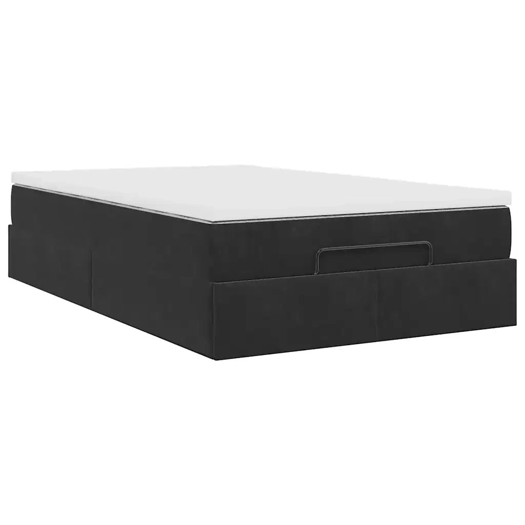 Struttura Letto Pouf con Materasso Nero 120x200 cm Velluto 3311179