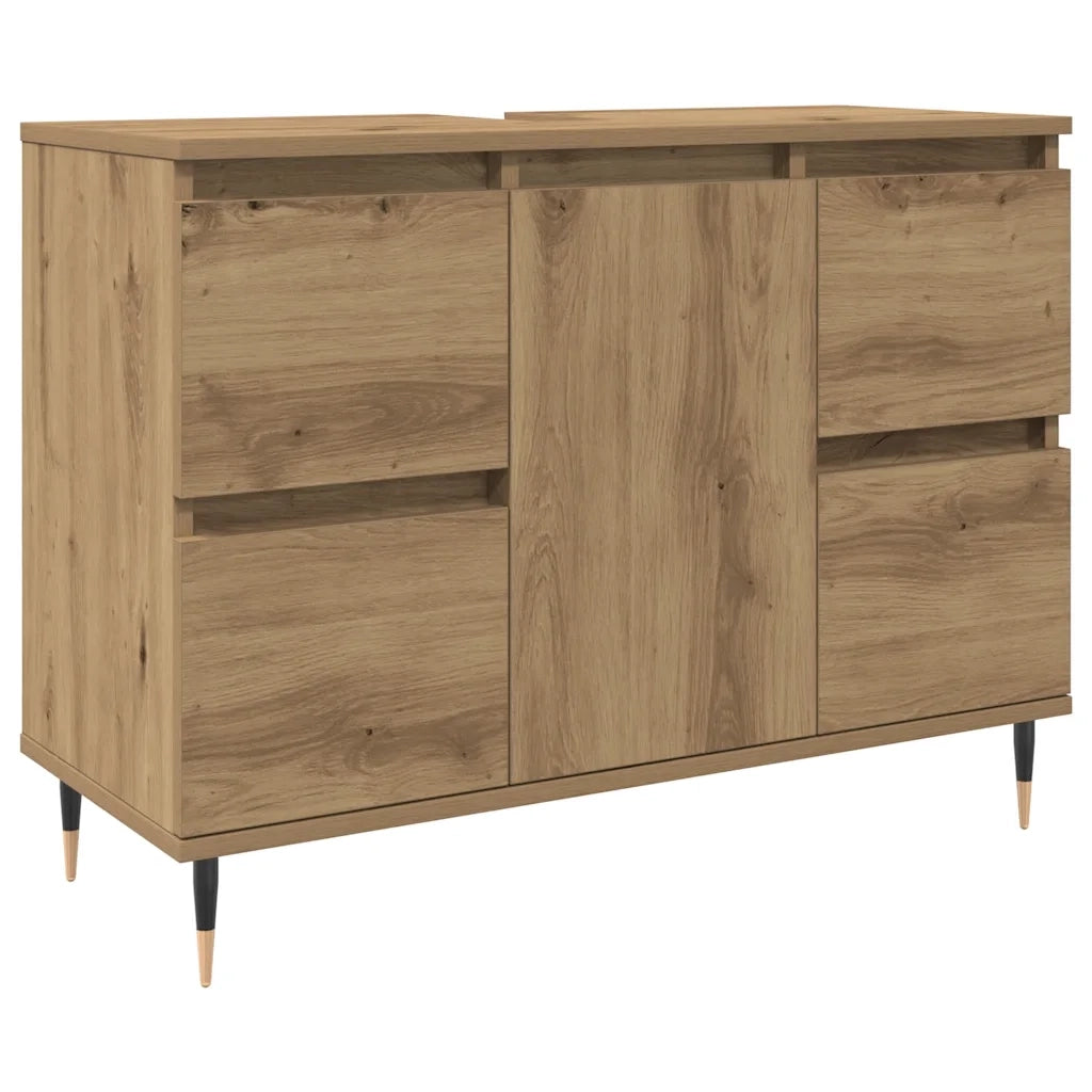Mobiletto da Bagno Rovere Artigianale 80x33x60 cm in Truciolato 857233