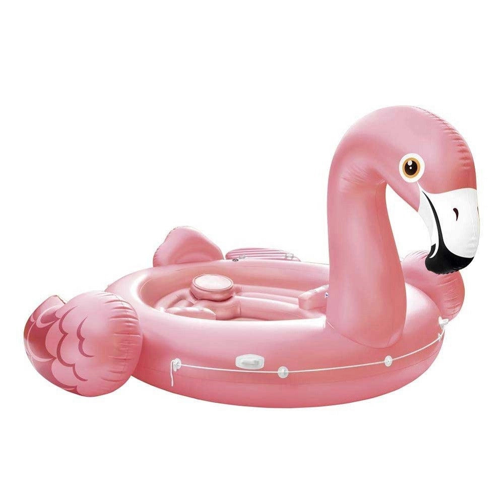 Trade Shop - Fenicottero Gonfiabile Gigante Isola Party 422 X 373 X 185 Cm Mare Piscina 4 Posti -