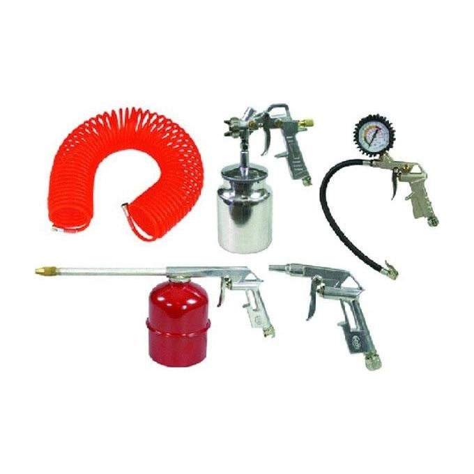 Excel 00108 Gravity Kit Accessori Compressori 5 Pezzi con Aerografo Serbatoio Inferiore 750 cc Tubo Spiralato 5 m Attacco 11A Baionetta colore Nero
