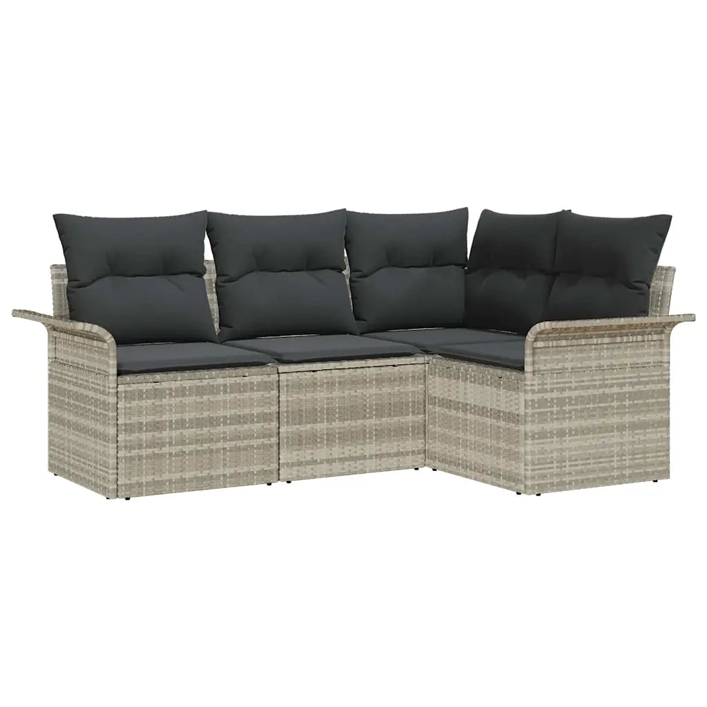 Set Divano da Giardino 4 pz-Sofa da Giardino-Divanetto da esterno Grigio chiaro polyrattan 900382