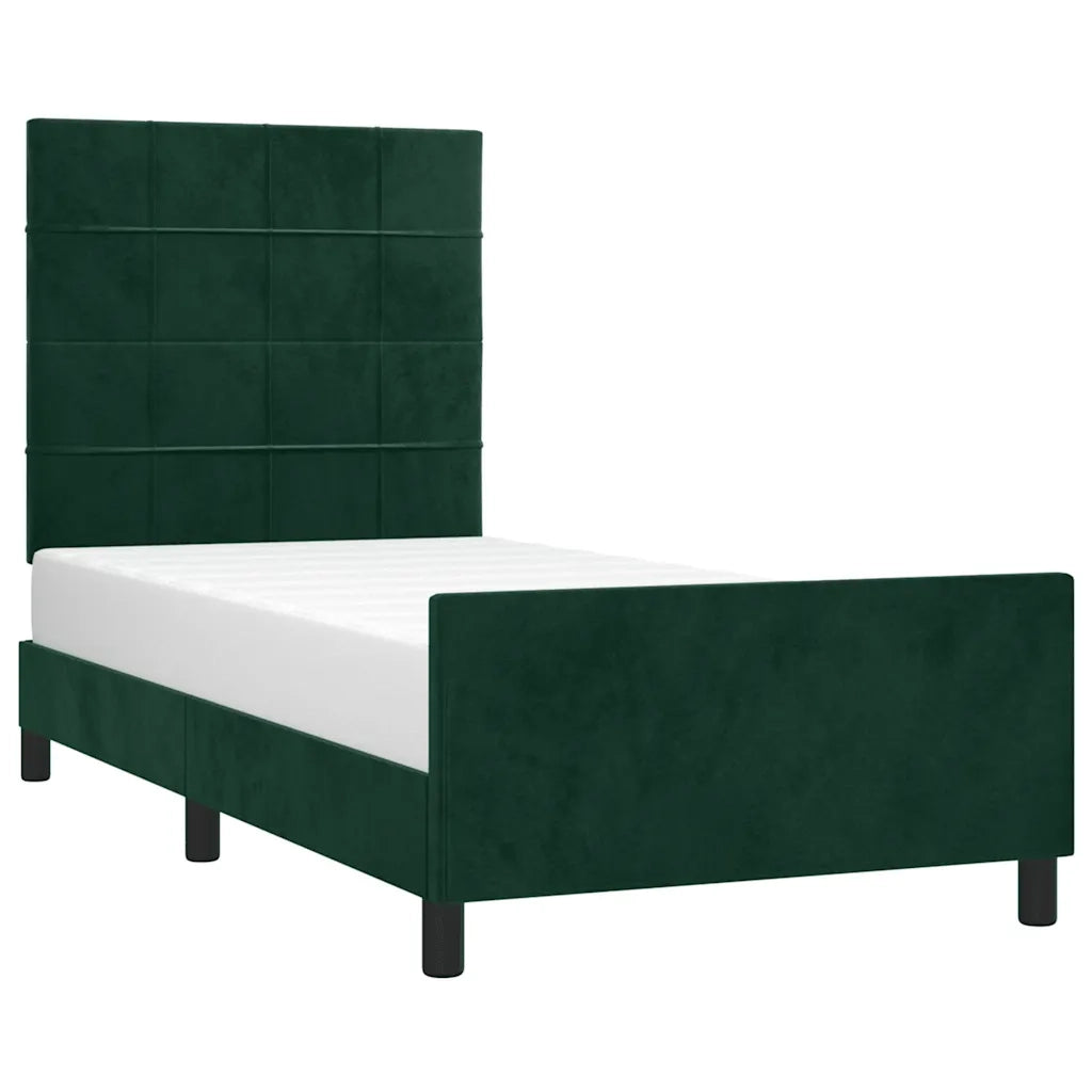 Letto singolo | Letto per adulti | Giroletto senza Materasso Verde Scuro 80x200 cm in Velluto