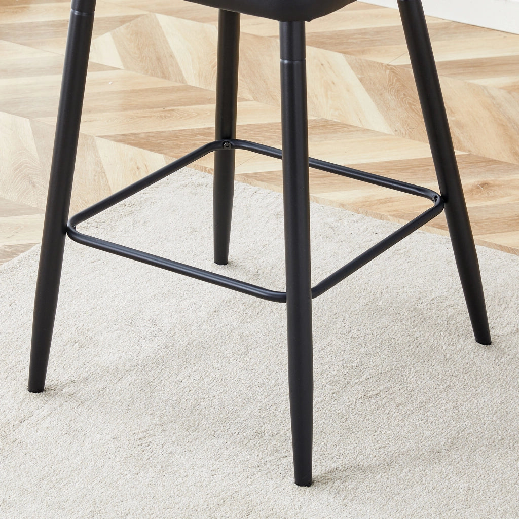 Set di 2 sgabelli da bar neri in PU con schienale ergonomico, struttura in metallo e altezza 101 cm
