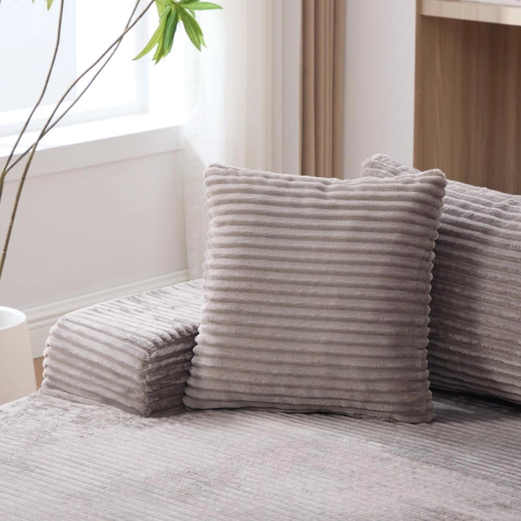 Divano compatto, divano modulare, tessuto chenille, schiuma ad alta elasticità 30D, base antiscivolo, 4 posti, grigio