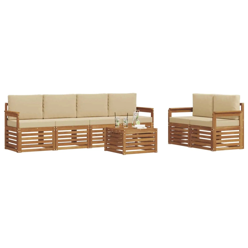 Set di divani da esterno 7 pz Naturale e Beige 3374398