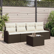 Set Divano da Giardino con cuscino 5 pcs Marrone e Crema