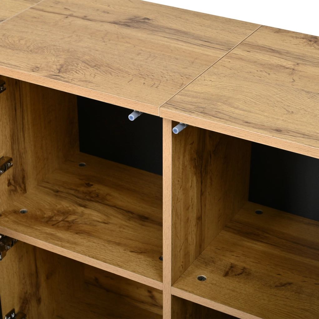 Madia 140x35x71 cm a 3 ante push-to-open nera e legno naturale HAVRYA