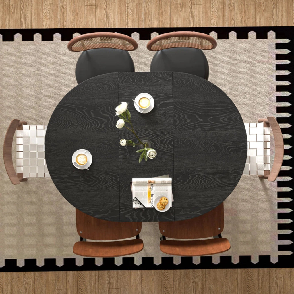 Tavolo da pranzo allungabile 150x110x75 cm in MDF nero con ripiano