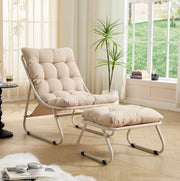 Poltrona relax da esterno con poggiapiedi in acciaio beige HAVRYA