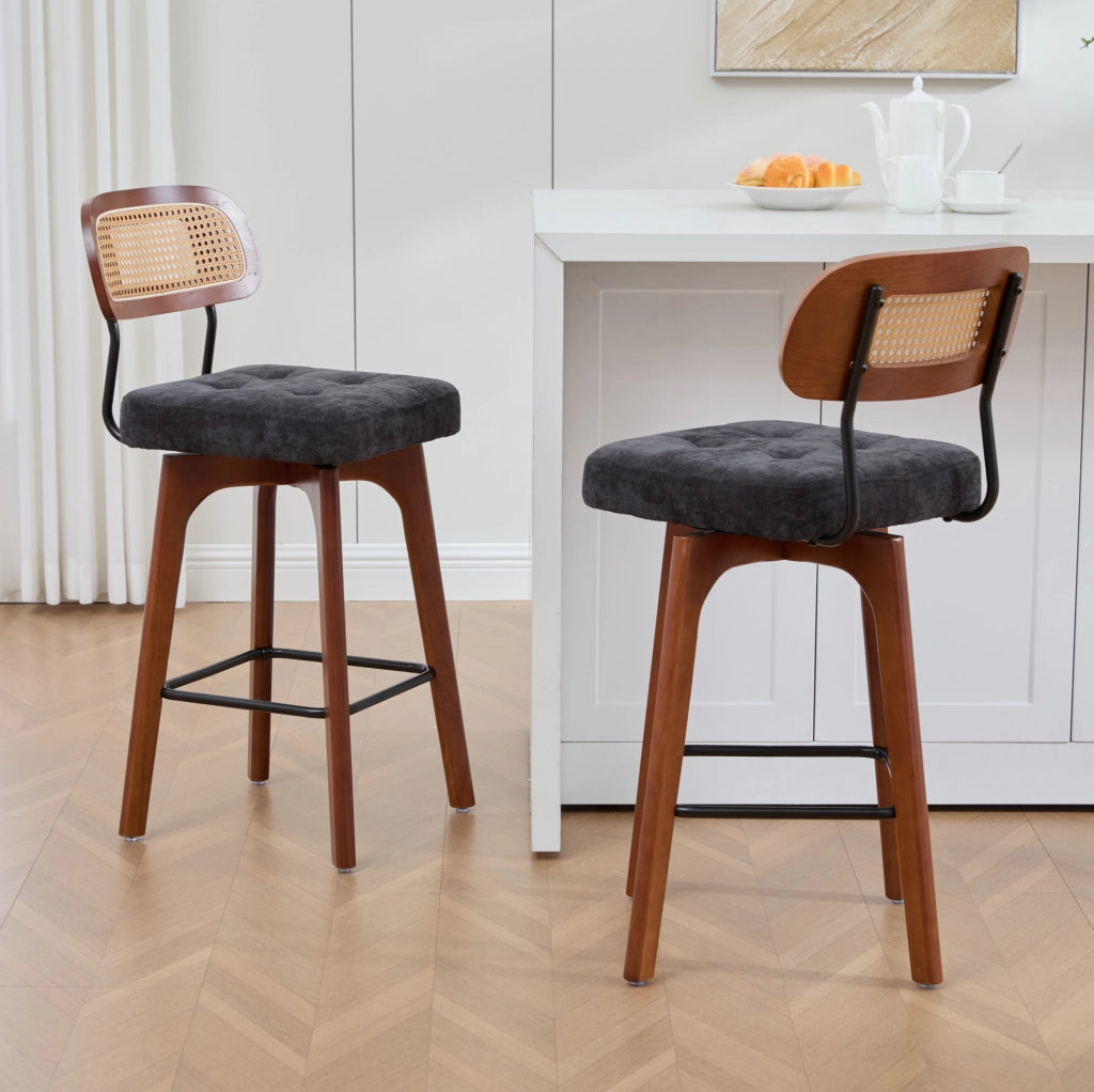 Set di 2 sgabelli da bar girevoli 44x51x96 cm in legno nero