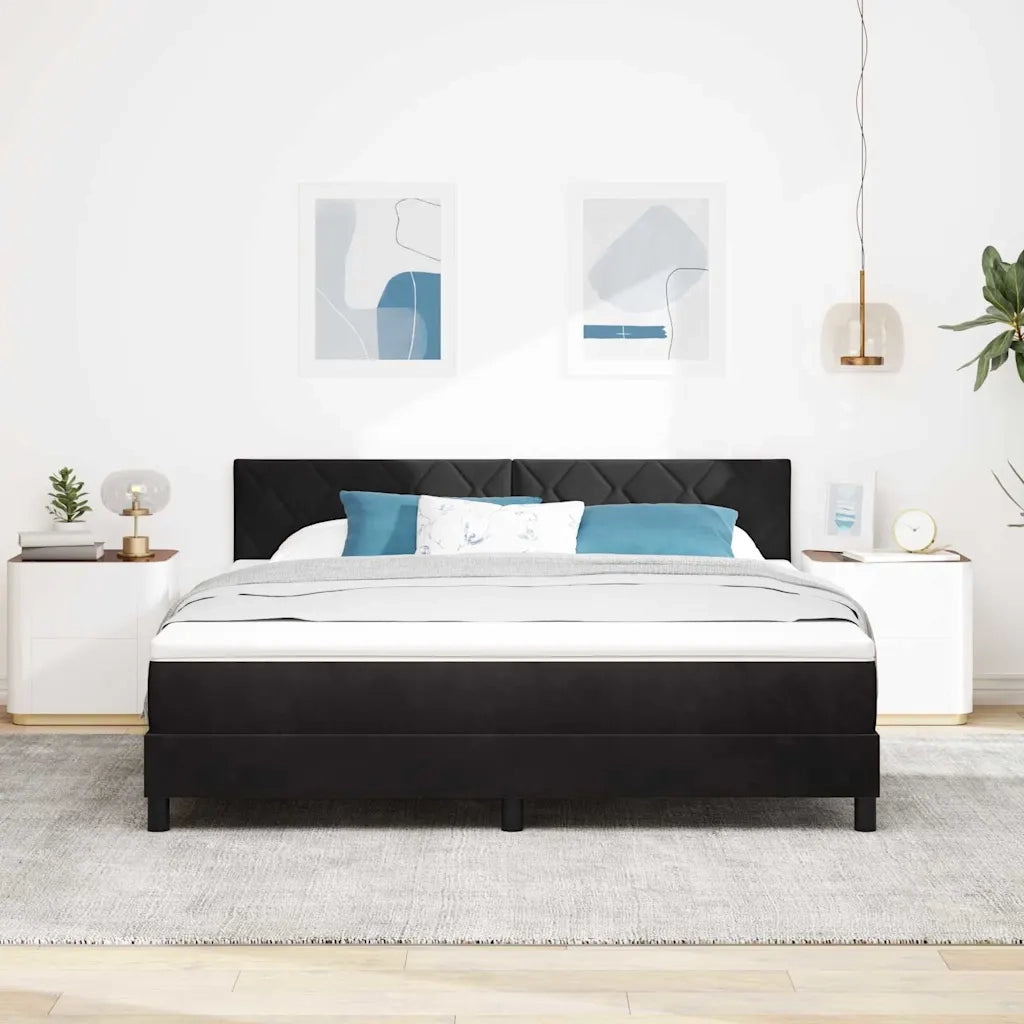 Letto a Sorgente LED con materasso Nero 180 x 200 cm Velluto