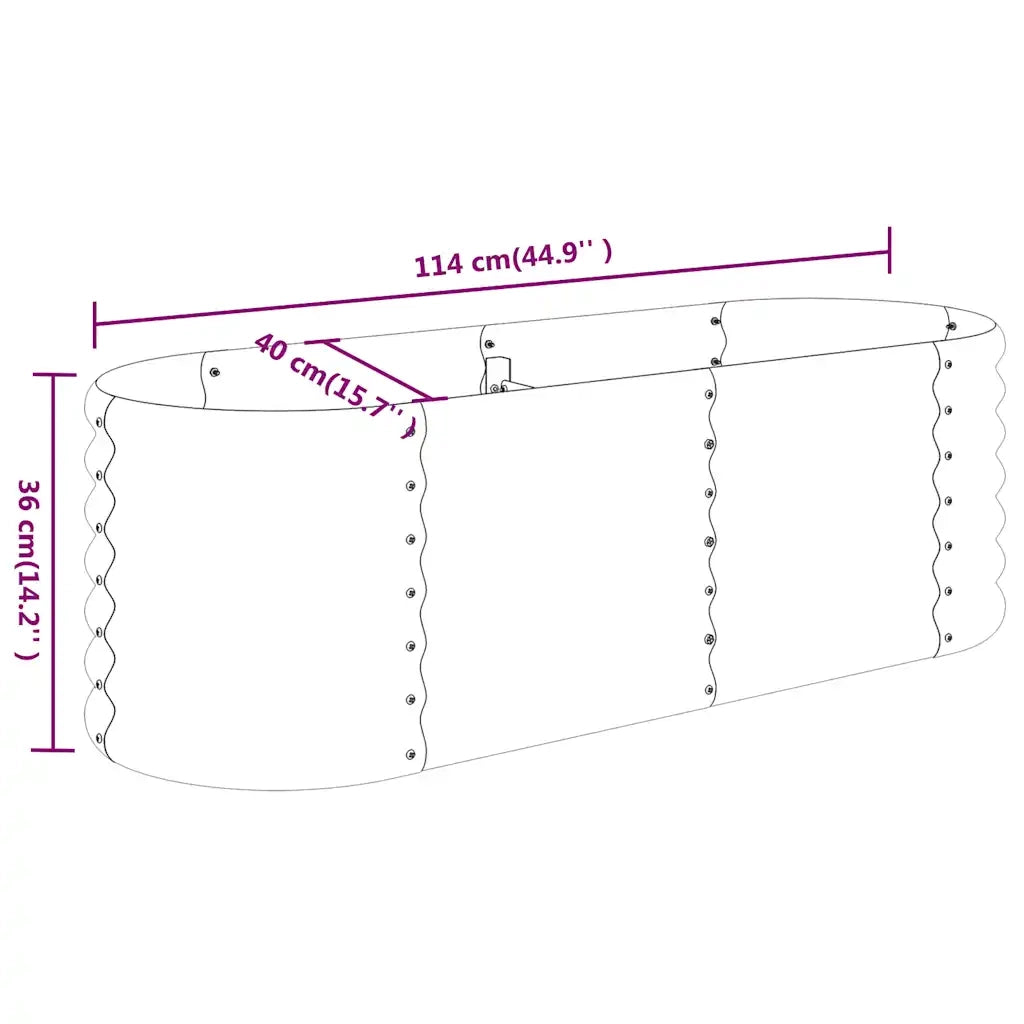 Fioriere | Cassetta per fiori | Letto da Giardino in Acciaio Zincato 114x40x36 cm Antracite